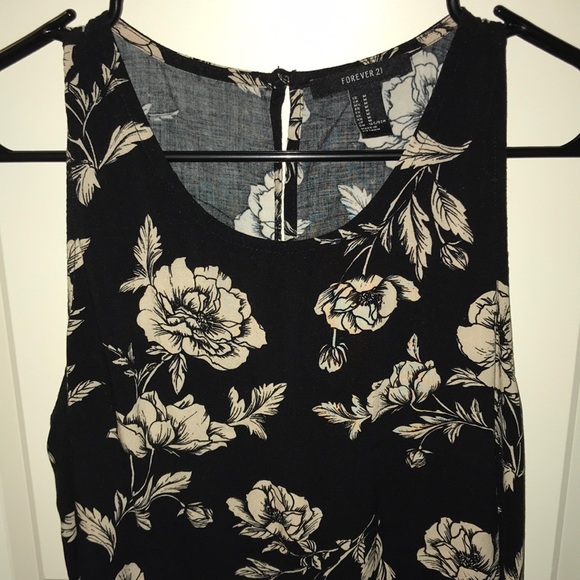 Black Floral Print Sleeveless Dress - Picture 4 of 5