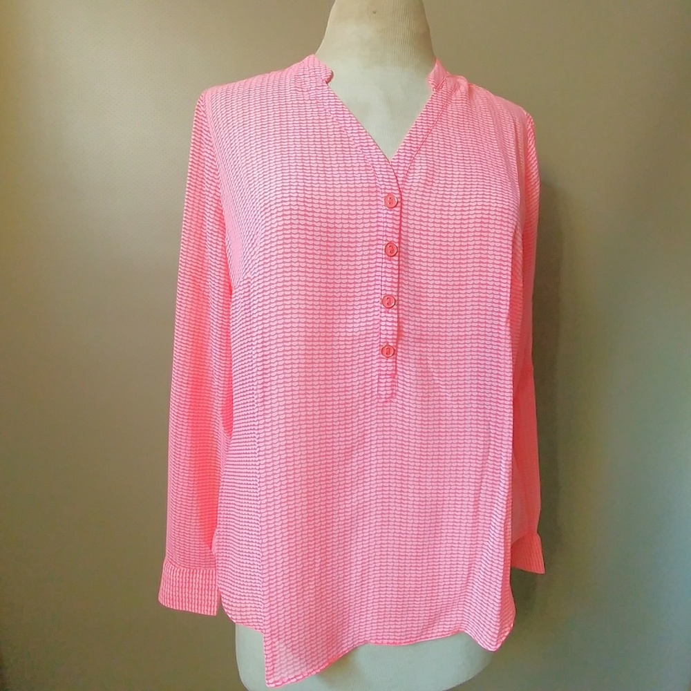 NWT A.N.A. Heart Pink Blouse Sz Petite Medium
