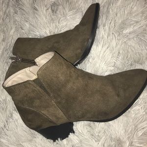 Dark Olive/Brown Suede Ankle Boots