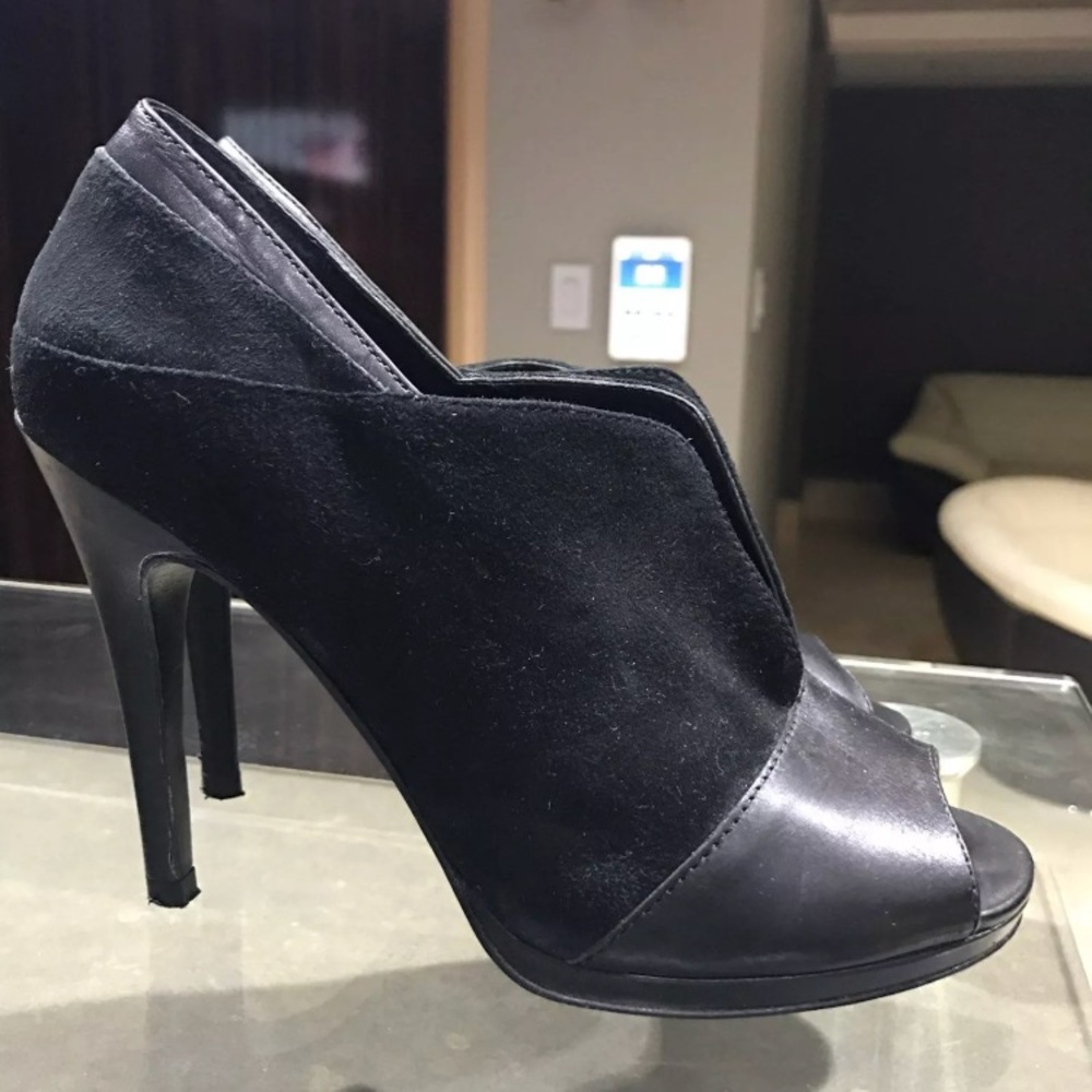 Black suede and leather booties.