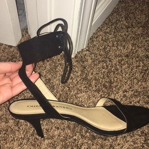 Black ankle strap heels