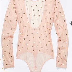 NOT EVEN LAUNCHED ! PINK BODY SUIT WITH GOLD STUDS