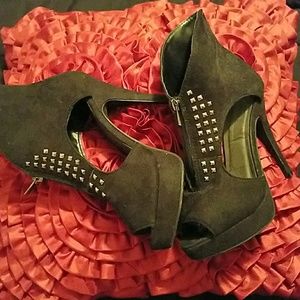 Studded Open Toe Booties