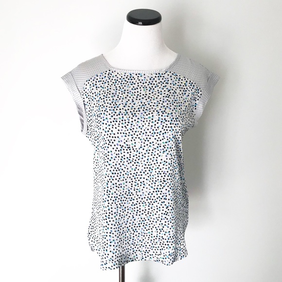 The Limited Tops - The Limited Gray dot mixed media Top