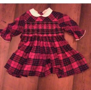 Polly Flinders Christmas red plaid smock dress t2