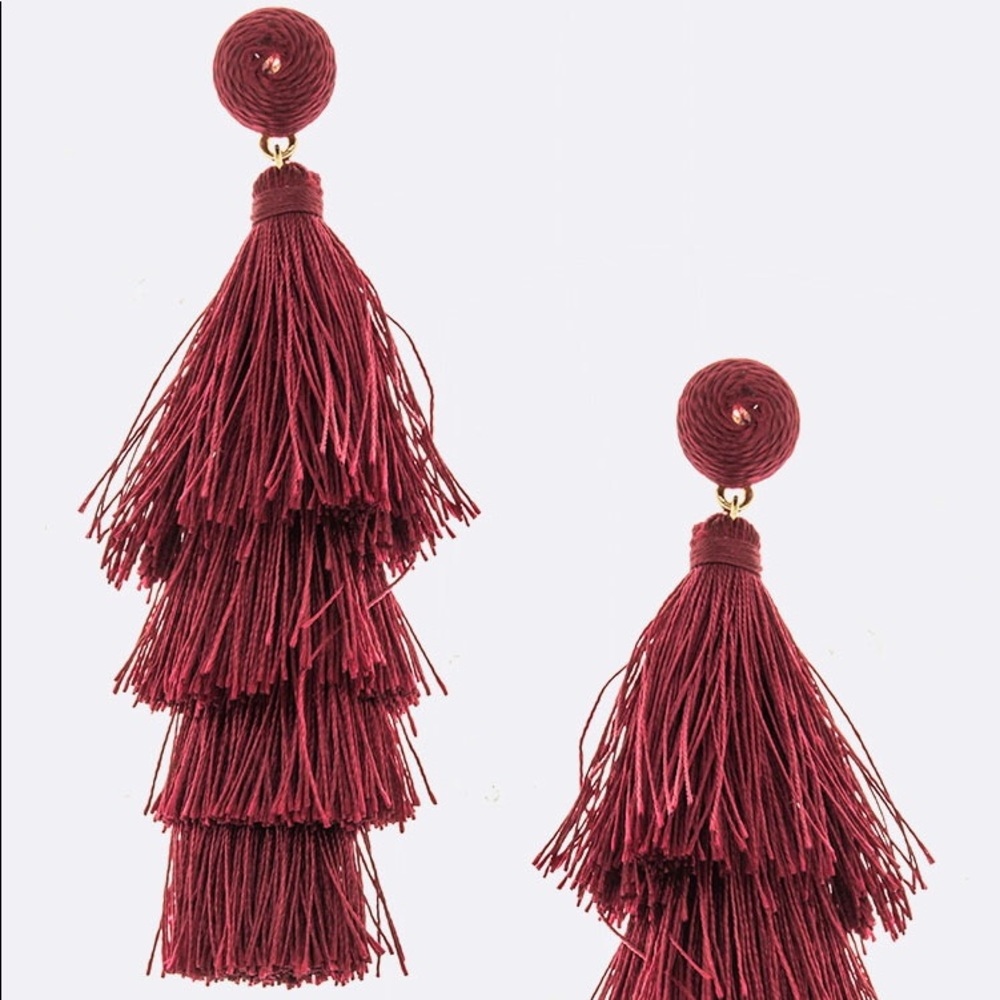 Maroon Tassel Earrings