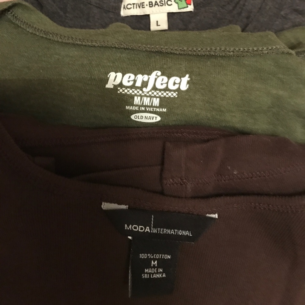 3 T-SHIRTS FOR $15.00.  VARIOUS COLORS & STYLES