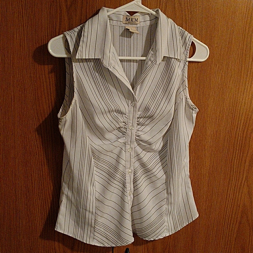 M.K.M sleeveless button up shirt