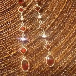 SS garnet and cz earrings