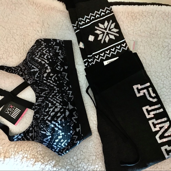 PINK Victoria's Secret Pants - [VS] Pink Bling Joggers + VSX Bra Bundle