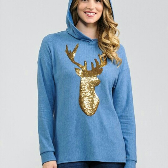 Sequin patch hoodie top - Picture 2 of 4