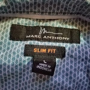 Marc Anthony Teal Diamond Pattern Shirt