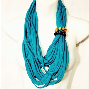 Shredded Beaded Jersey Infinity Scarf