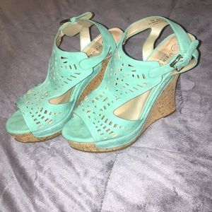 Turquoise Wedge Heels