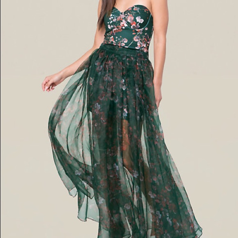 Bebe Organza Maxi Skirt Dress