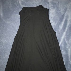 Mock neck a line black dress