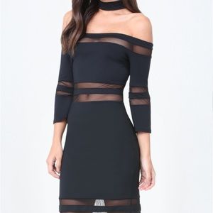 BLACK Mesh Inset Choker Dress