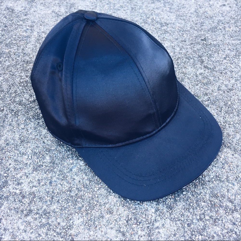 NWOT black satin adjustable baseball cap / dad hat