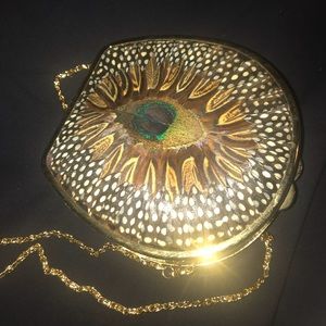 Peacock clutch with chain strap