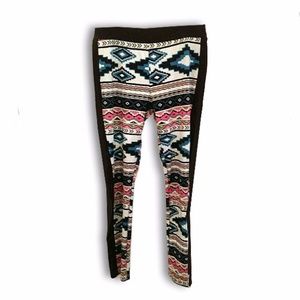 Stretchy Aztec print color block leggings pants