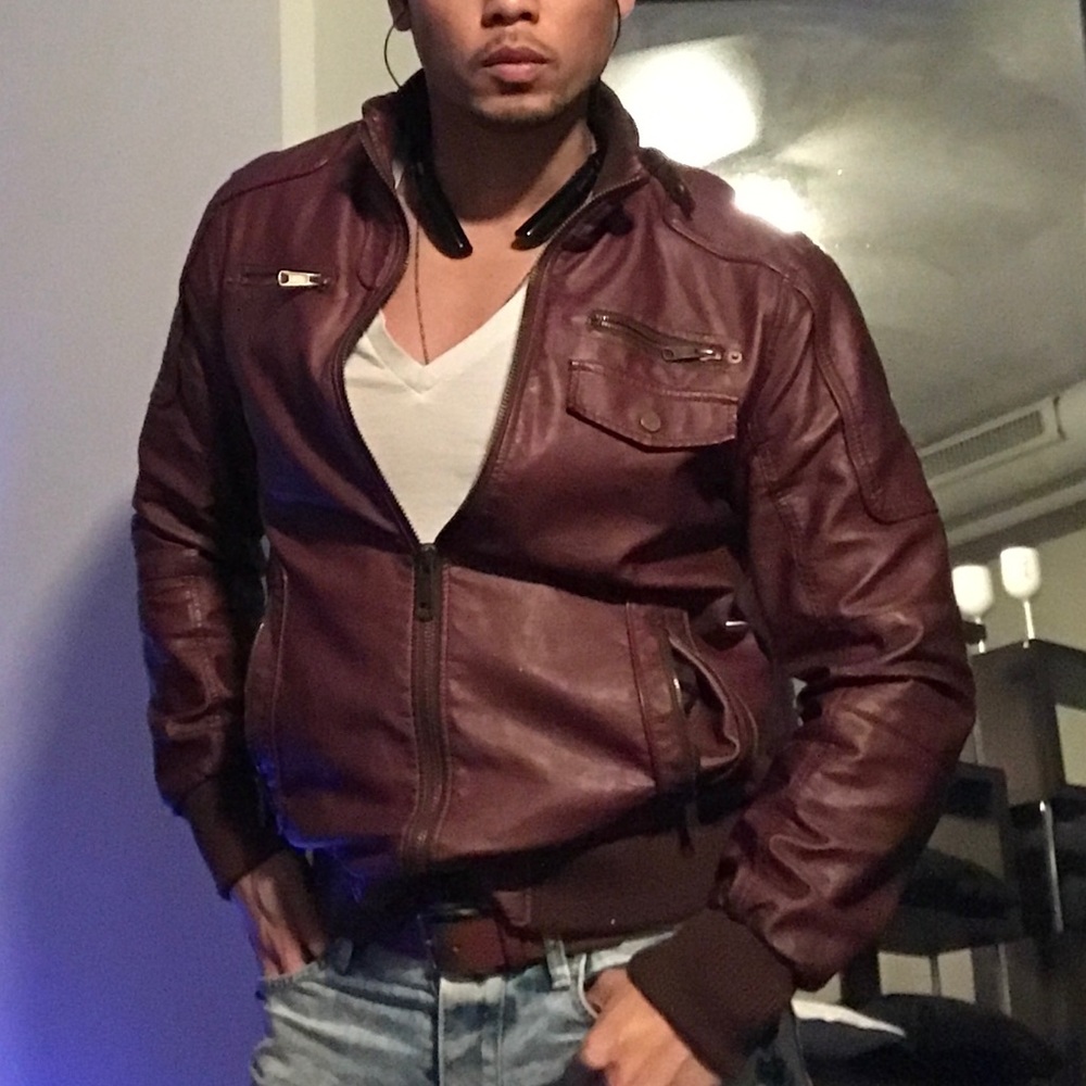 Men Guess Moto Bomber Jacket Medium
