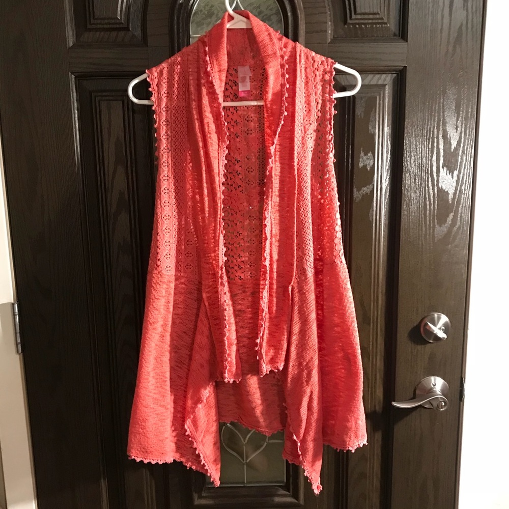 Coral lace vest