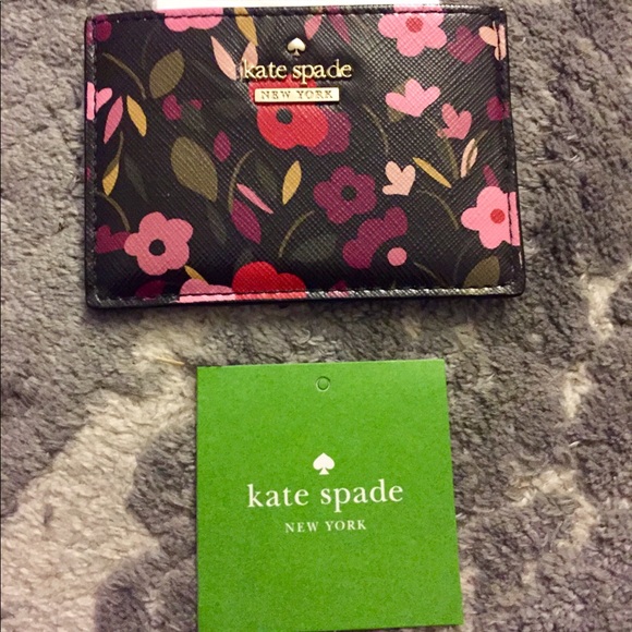 kate spade Handbags - BRAND NEW KATE SPADE BLACK & FLORAL CARD HOLDER