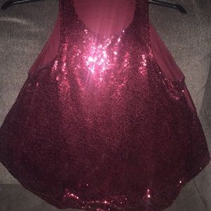 Dark red sparkly top