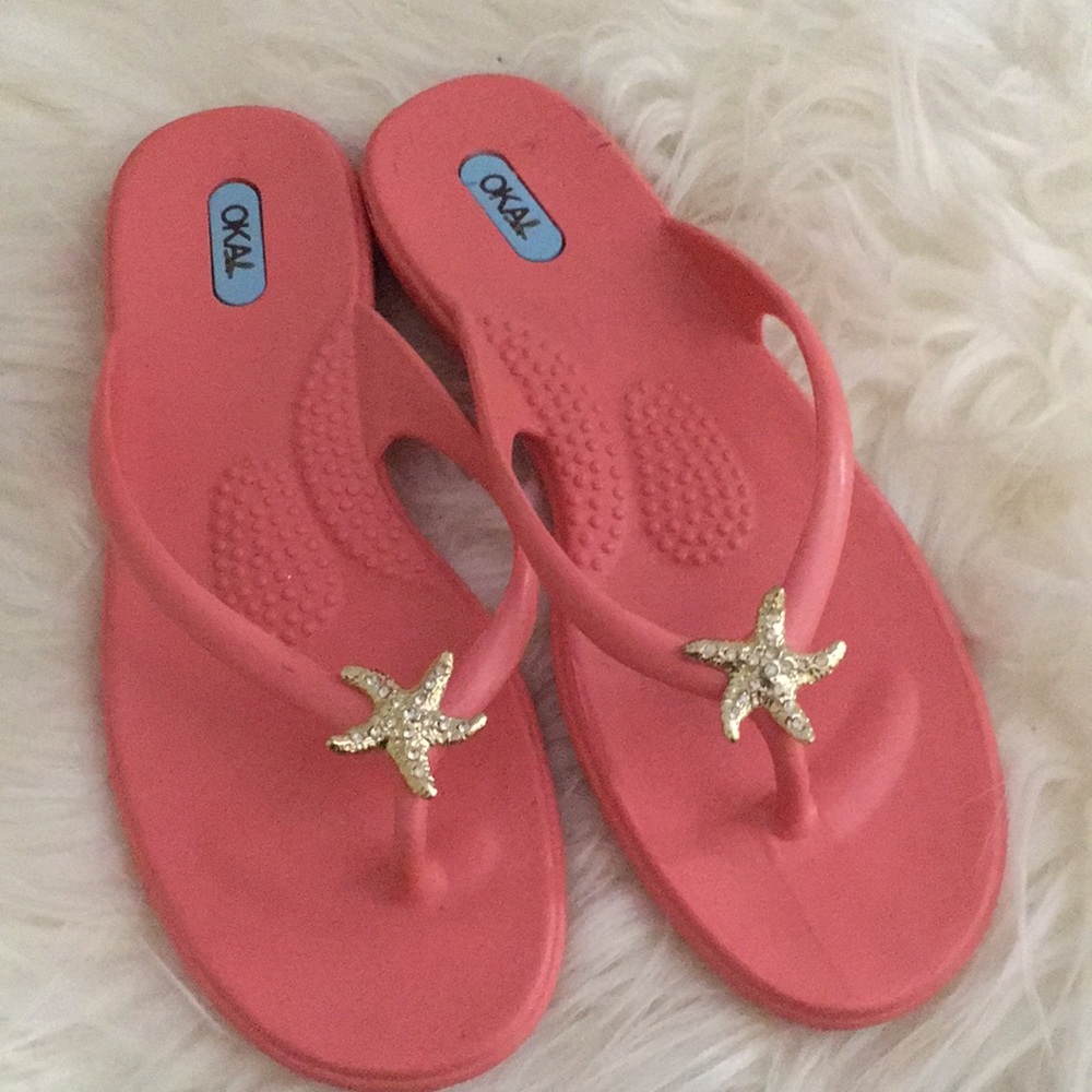 Oka b coral starfish flip flops sandal salmon M