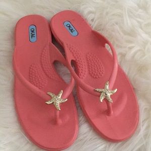 Oka b coral starfish flip flops sandal salmon M