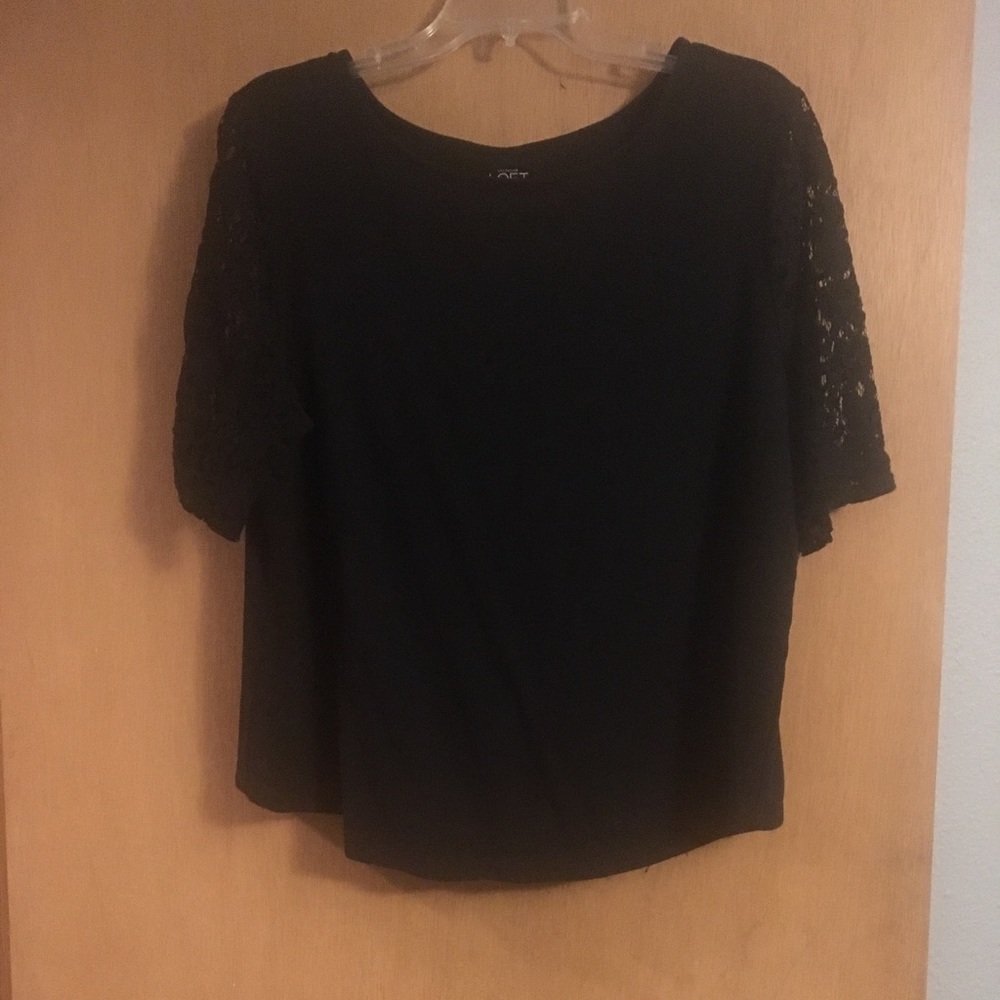 Black LOFT blouse with lace sleeves
