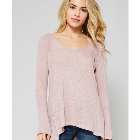 Dusty Pink Waffle Knit Tunic - Picture 2 of 4