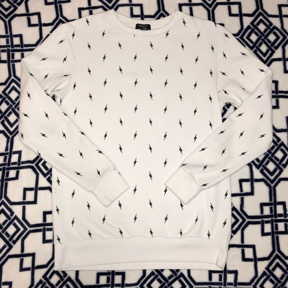 Lightning Bolt Pattern Crewneck Sweater