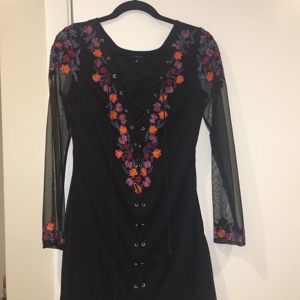 Long sleeve embroidered dress