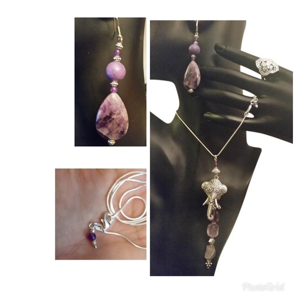 .925-5pcSet+RingElephantTourquoise,Amethyst