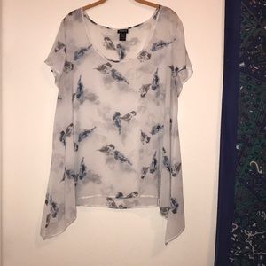 Torrid White and Blue Bird Top