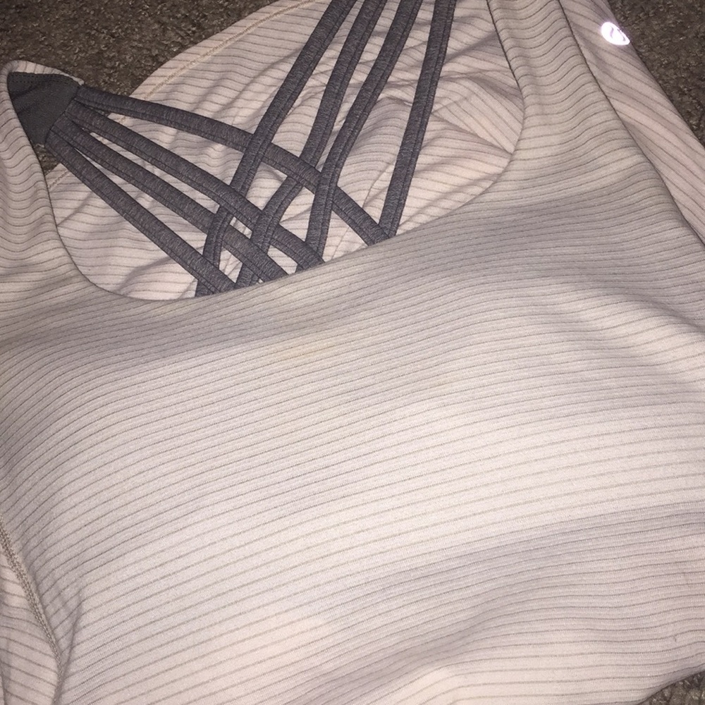 Lululemon striped baby pink and grey workout tank