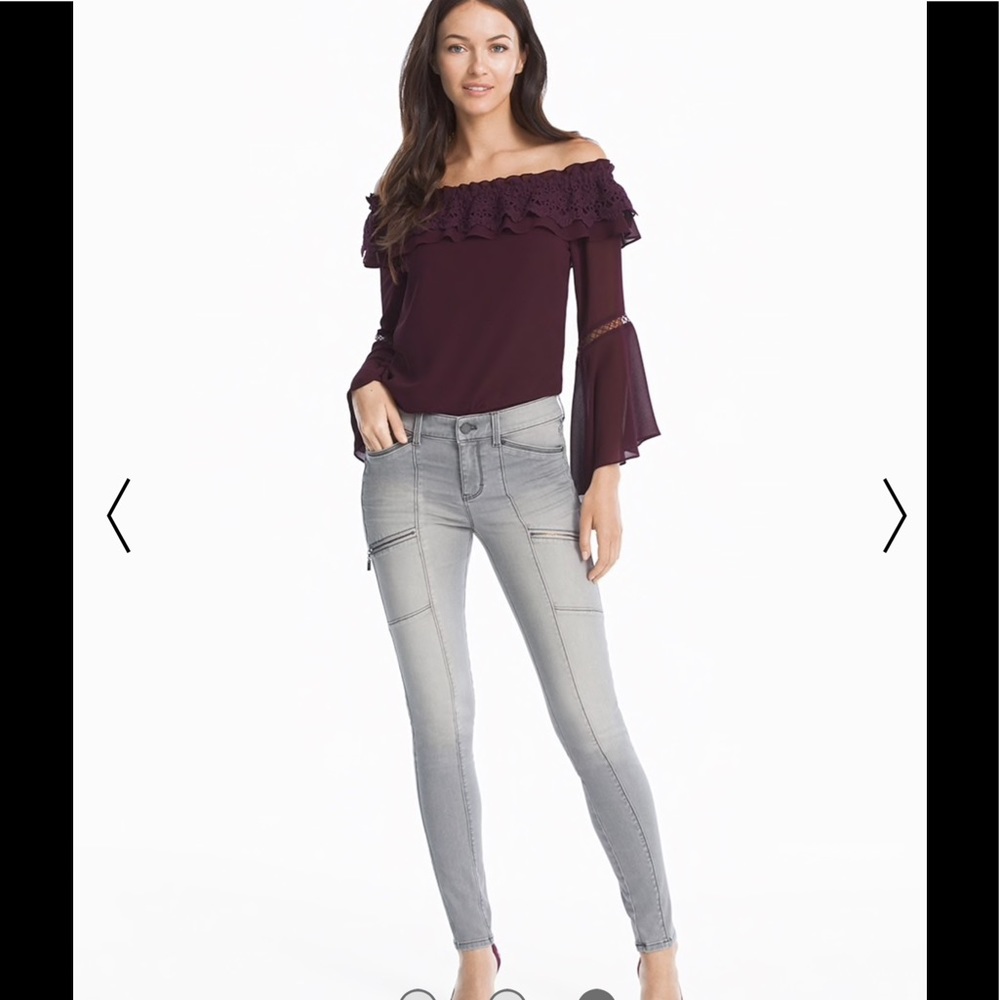 WHBM-Gray "Skinny Ankle Utility Pant"