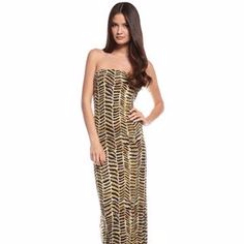 NEW Fluxus Strapless Maxi Dress in Ikat Print