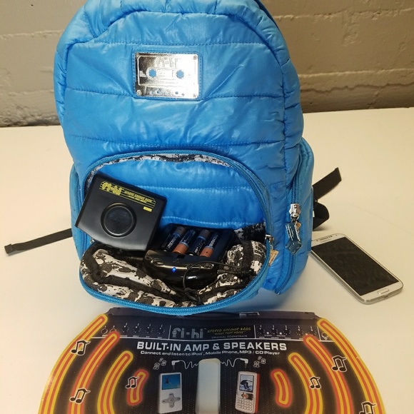 FI-HI STEREO SPEAKERBAG "BLUE PUFFY PACK" - Picture 3 of 5