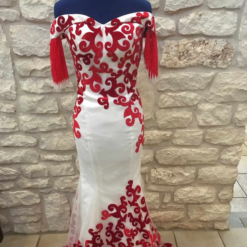 White/Red Mermaid Gown