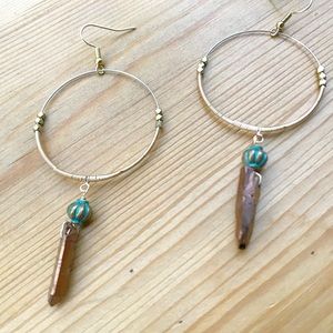 Titanium Gold Quartz Hoops