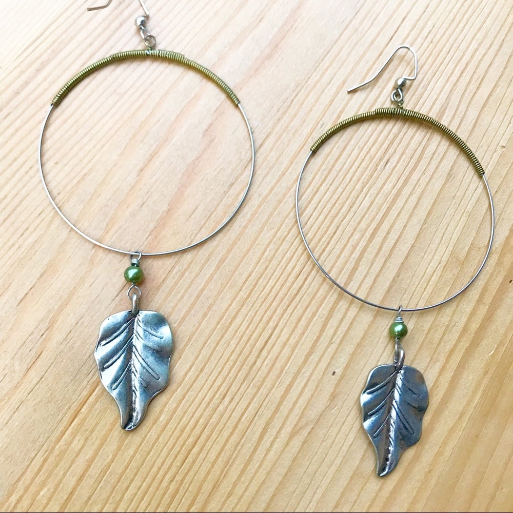 Olive Green and Silver Hoops