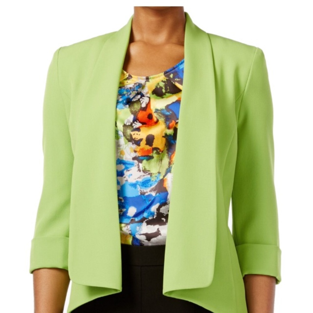 Kasper Keylime Open-Front Shawl-Collar Blazer