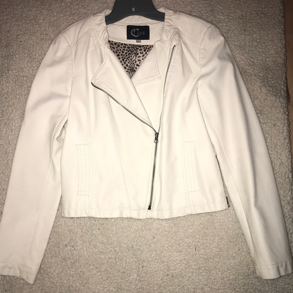 White faux leather jacket