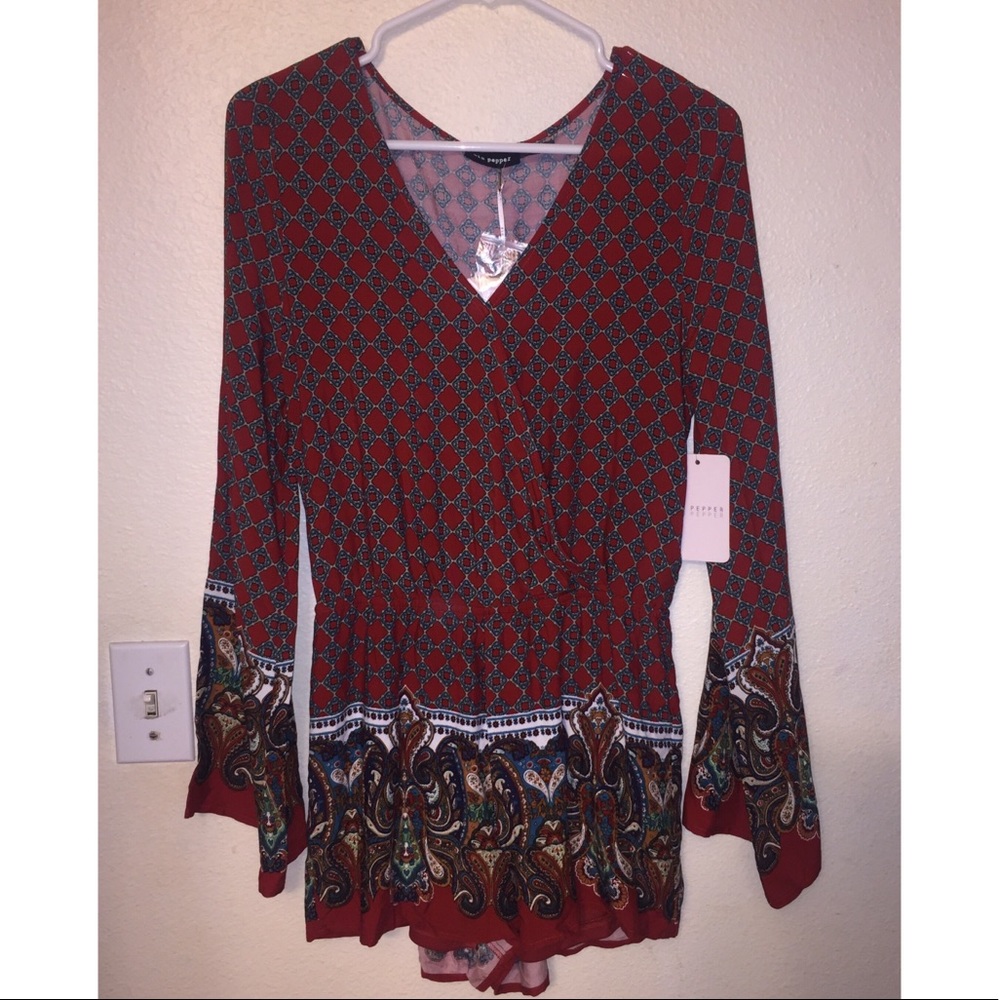 Blu Pepper paisley print romper NWT
