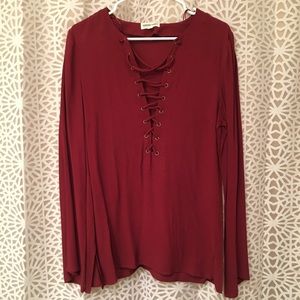 Red lace up top/tunic
