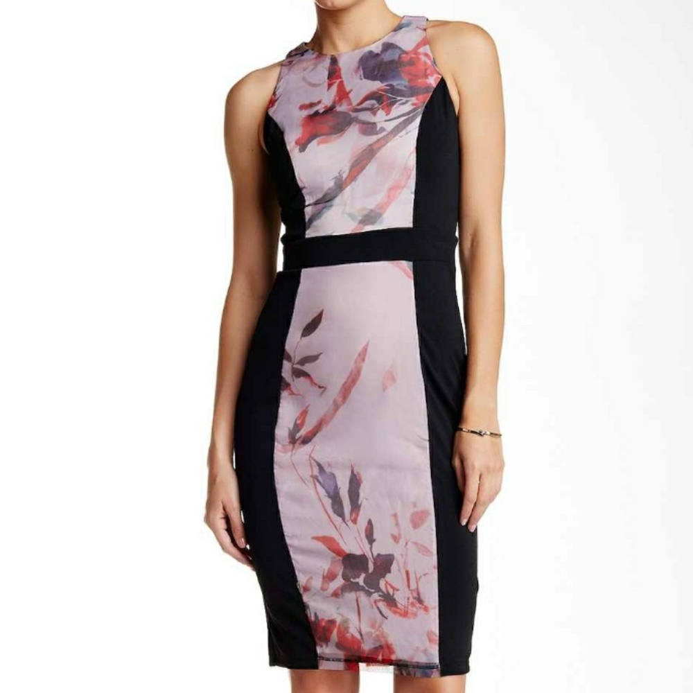 Little Mistress Dress Floral Sheath LBD Sz 6