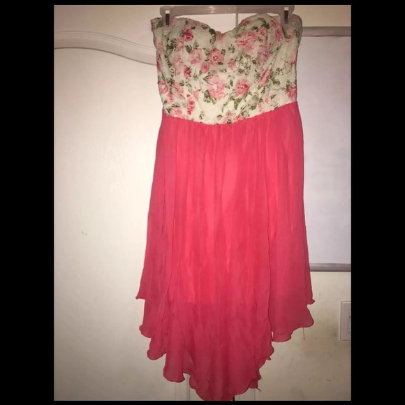 Floral coral pink dress - Picture 1 of 2