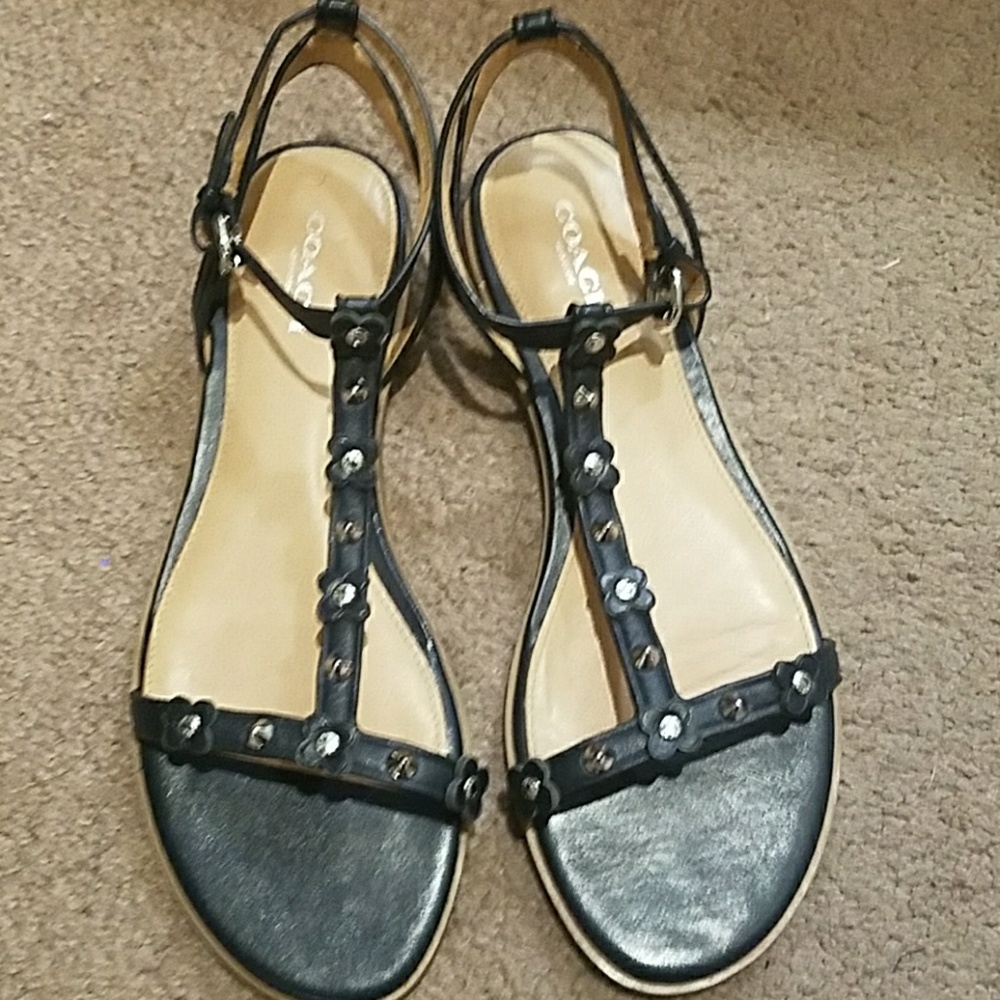 Coach Henriette sandals Floral Rivets Navy